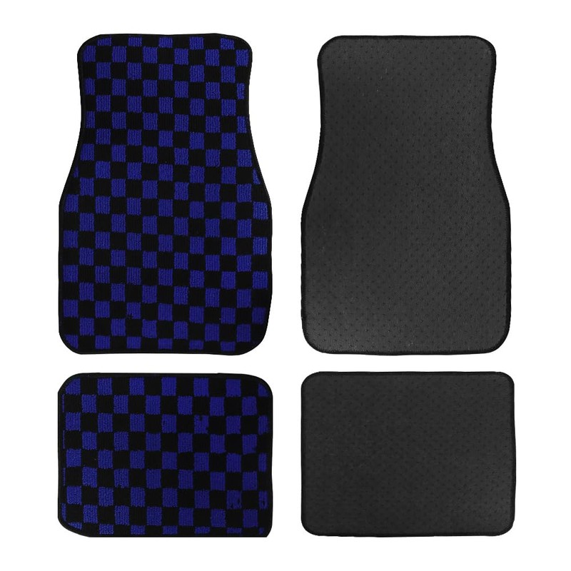 Generic 4PCS UNIVERSAL CHECKERED STYLE BLUE Fabric Car Floor Mats