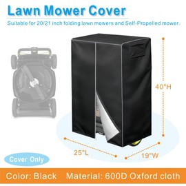 VIYOYOUNG Lawn Mower Cover Waterproof, 600D Cordless Lawn Mower Cover Dustproof, Suitable for 20/21 inch Foldable Electric Lawn Mowers and Self-Propelled Mowers - Lawn Mower Accessories (cover only)