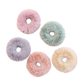 Gatuida 5Pc Imitation Fur Hair Rings for Adults Chic Ponytail Holders Random Colors Stylish Rabbit Hair Scrunchies Hair Accessories for Any Occasion