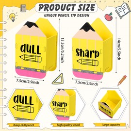 DoubleFill 2 Pcs Pencil Shaped Pencil Holder Sharp and Dull Pencil Holder Wooden Pencil Dispenser Pencil Storage Organizer for Back to School Teachers Classroom Management Organization (Simple)