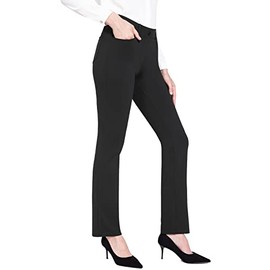 BALEAF Women's Yoga Dress Pants Black Stretchy Work Slacks Business Casual Trousers with Pockets Petite 29" Black M