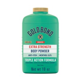 Gold Bond- Talco corporal de máxima potencia, sin talco, medicado, 10 oz, para aliviar la picazón con efecto refrescante y absorbente                 