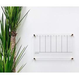 Large Clear Acrylic Weekly Calendar for wall | Dry-Erase Message White Board Calendar Wall Mounted Office Home Family Organization Tools Must Haves School Kids Adult Mom Teen Monthly Weekly ADHD Tools