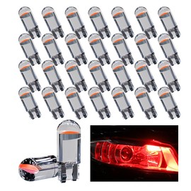30PCS 194 Car LED Light Bulbs, 0.36W 12V T10 6000K Interior Lights, 168 2825 W5W Wedge COB LED Replacement Bulbs, Universal for Dashboard Light, Dome Light, Sign Light, License Plate Light (Red)