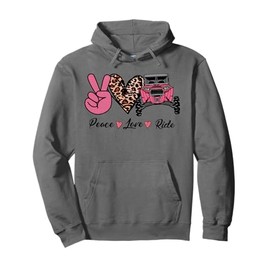 Funny Off Road Side By Side UTV Peace Love Ride SXS Pink Pullover Hoodie