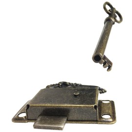OMYZERO 2 Sets Skeleton Key Lock Decorative Antique Cabinet Lock with Key for Chest Cupboard Furniture Office Desk/Jewelry Box/Cabinet/Cupboard(Bronze)