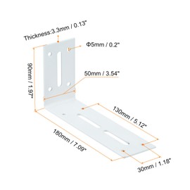 uxcell Adjustable L Corner Braces, 4Pcs 180 x 90 x 50mm Cold Rolled Steel L Corner Code, 90 Degree Slotted Angle Brace Bracket for Furniture Mending, White