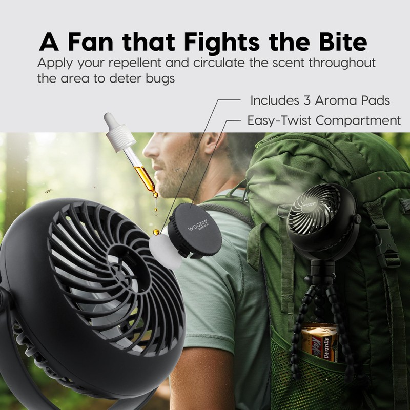 IRIS USA WOOZOO 3.5" Cordless Portable Personal Fan with Flexible