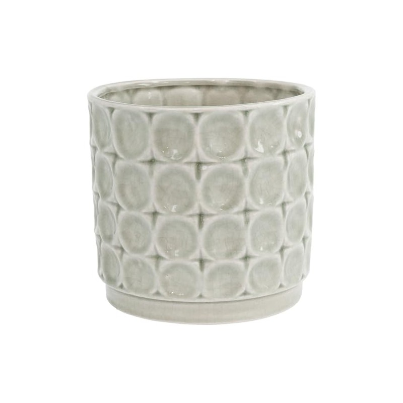 Boston International Embossed Circle Ceramic Planter, Sage Green, Large 7.25"