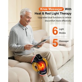 Rodillera de Terapia de Luz Roja, Rodillera de Masaje de Rodilla Actualizada de 72 LED Inalámbrica de 5000mAh con 5 Vibraciones, Luz Roja Infrarroja de 660nm y 850nm, Dispositivo Calentado para Alivio