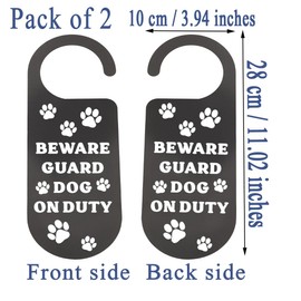 CENWA 2PCS Beware of Dog Door Sign Beware Guard Dog On Duty Door Sign Dog Warning Signs (DOG ON DUTY)