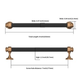 Asidrama 10 Pack 7 Inch(177mm) Knurled Black and Gold Kitchen Cabinet Handles, Cabinet Pulls Kitchen Cabinet Hardware Cupboard Handles Drawer Handles Dresser Pulls