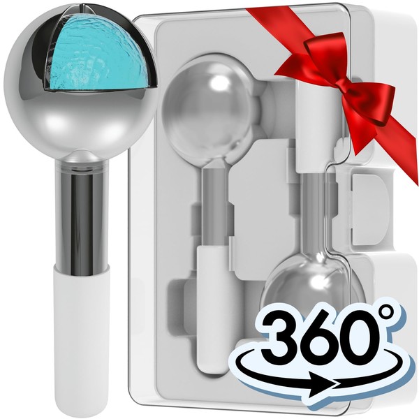 Ice Globes for Facials by Eli with Love - 360 Rotating Unbreakable Steel Ice Globes with Carry Case - Professional Esthetician Supplies - Ice Roller for Face and Eyes - Ideal Skincare Tool for Facials