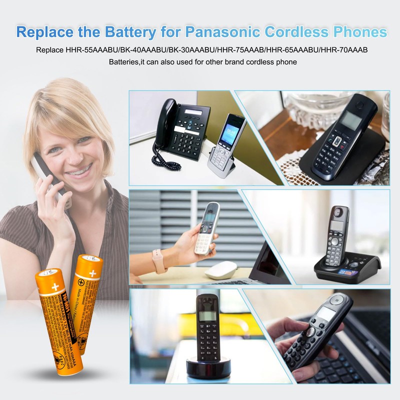 BENNTOP 8 Pack NI-MH AAA Rechargeable Battery for Panasonic,550mah 1.2V