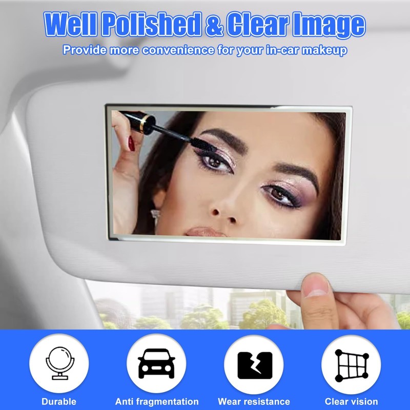 2 PCS Auto Sun Visor HD Makeup Mirror, Self-Adhesive Universal
