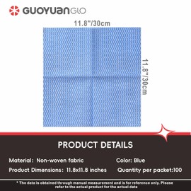 GUOYUANGLO Disposable Cleaning Cloths Reusable Dsih Cloths for Kitchen Disposable Dish Rag Dry Fast 11.8x11.8 inch Pack of 100, Blue