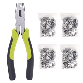 KHEARPSL Hog Ring Pliers and 1200Pcs Wire Cage Clips, Fencing Pliers J-Clips Chicken Dog Rabbit Cage Building Supplies Tools, Wire Net Mesh Fastener