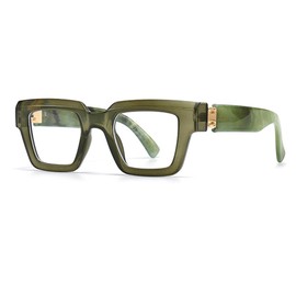 bullabulling Oprah Style Reading Glasses for Women Men, Fashion Square Blue Light Blocking Readers Lo5 (deep green, 3.0, x)