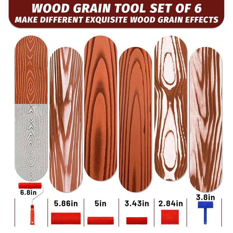 6 Pcs Wood Grain Tool Set, DIY Wood Graining Tool