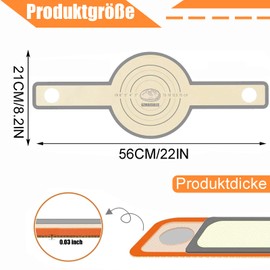 Backmatte, 2 Stück Silikon Backmatten mit Langen Griffen, Ideal für Brot Backen in Gusseisen Topf, Sauerteig Zubehör, Hitzebeständig und Wiederverwendbar, Größe 53 x 22 cm, Gewicht 53 g
