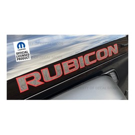 Decal Mods Rubicon Hood Graphic Decals Stickers fits Jeep Wrangler Rubicon JK (2007-2018) topo map Gray Fill with Black Lines red Outline (Set of 2) | FJ2I0