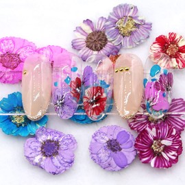 Mesiyun 3D Nail Art Dried Flowers Real Natural Flowers Sticker Manicure Decoration Tips DIY Craft Charms 6 Colors
