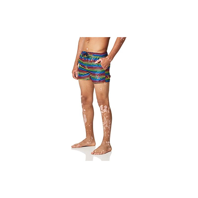 2(X)IST Pride Ibiza bañador para Hombre, Rayas del Amor/Arco Iris,