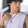 YYmqmq Black Cross Necklace for Men 925 Sterling Silver Turquoise