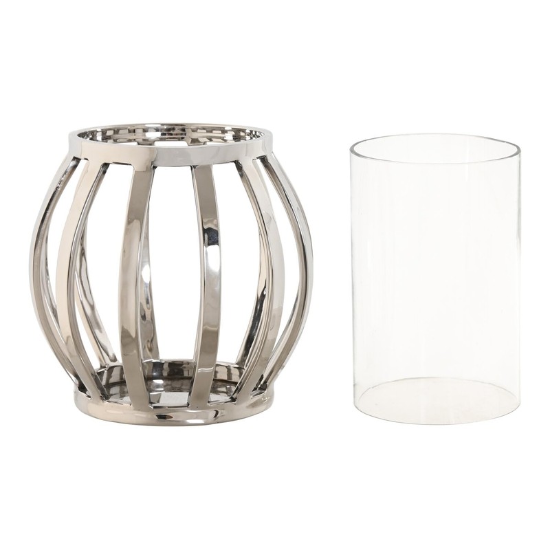 PORTAVELA ACERO CRISTAL 14X14X14 CROMADO PLATEADO