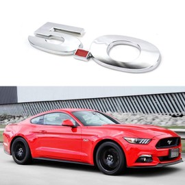 Xotic Tech 5.0 Racing Logo Sport Door Side Fender Vent Badge Emblems Sticker Compatible with Mustang GT (3D Chrome Sliver)