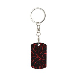 keluki Metal Keychain, Car Motorcycle Keychain,Rectangular Key Chain Holder for Women Men, 2 in, Cracks Red Black, 2 x 1.1 inche