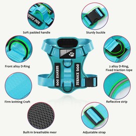 Demigreat Service Dog Harness, Reflective Dog Vest Harness with 5 PCS Patches, Adjustable Soft Oxford Pet Harness, Inner Layer Mesh, Easy to Control for Small Medium Large Dogs