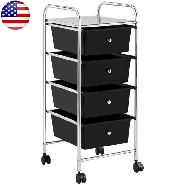 Unbranded Metal Frame Storage Cart Rolling Bin Trolley 4 Drawers
