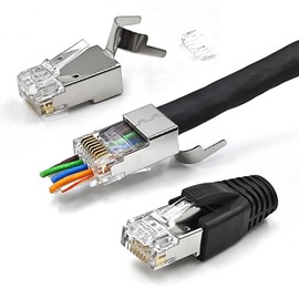 XANHAM 30 Pack Cat7 Cat6A Pass Through Shielded RJ45 Connector Modular Network 50μ Gold-Plated Plug for Cat 6, Cat 6A, Cat 7 and Cat 8 with Strain Relief Boots