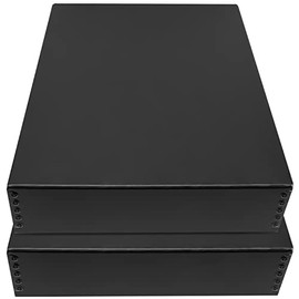 Lineco, 11x14 Black Museum Archival Storage Box, Drop Front Design, 11-1/2x15x3 in, Acid-Free with Metal Edge, Protects Picture Longevity, Organize Photos Documents, Crafts, DIY, 2 Pack