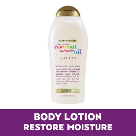 OGX Extra Creamy + Coconut Miracle Oil Ultra Moisture Body Lotion with Vanilla Bean, Fast-Absorbing Body Lotion for All Skin Types, Paraben-Free and Sulfated-Surfactants Free, 19.5 Ounce