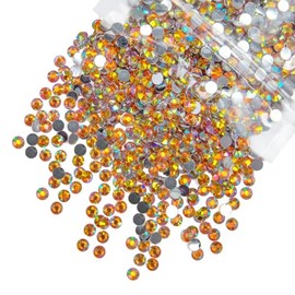 qiipii 5300PCS 3mm Orange Yellow AB Crystal Resin Rhinestones for Crafting Flatback Bright Orange Stones Bulk SS10 Diamonds Crystals Gems Charms Supplies for Nails Face Eyes Makeup Tumblers DIY Crafts