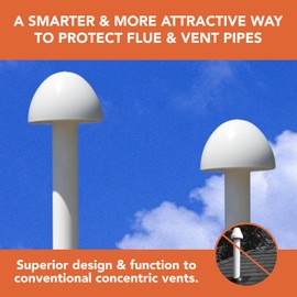 E-CAP321 Thermoplastic Vent Cap for Furnace Flue PVC Pipe | Half-Sphere GELOY CR7520 Resin Cover | Keep Small Animals Out of Exterior Vent Outlets | Exhaust Cap Fits PVC Flue Pipes 1.5",2",&3"