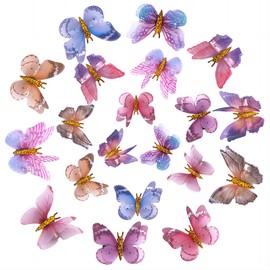 Glitter Butterfly Hair Clips, 20 PCS Double Layer Thin Gauze Hair Clips for Girls Women Butterfly Cute Wedding Headwear Gifts Back to School Accessories