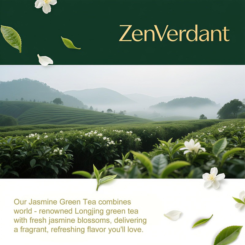 ZenVerdant Premium Jasmine Green Tea Loose Leaf, 12oz | 7x