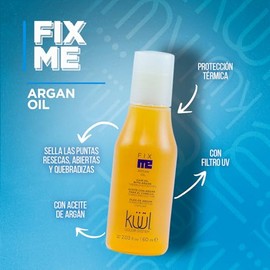 KÜÜL - Fix Me Aceite con Argán para Cabello 60 ml, con Protección Térmica, Contribuye a Sellar Puntas Abiertas, Resecas y Quebradizas, Aporta Brillo, Acondiciona y Protege el Cabello
