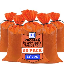 DURASACK Pro Max Heavy Duty Sand Bags for Flooding with 4,000 Hours UV Protection Sandbags for Weight, 100 lbs Capacity, 14x26 in, Orange, 20 Count
