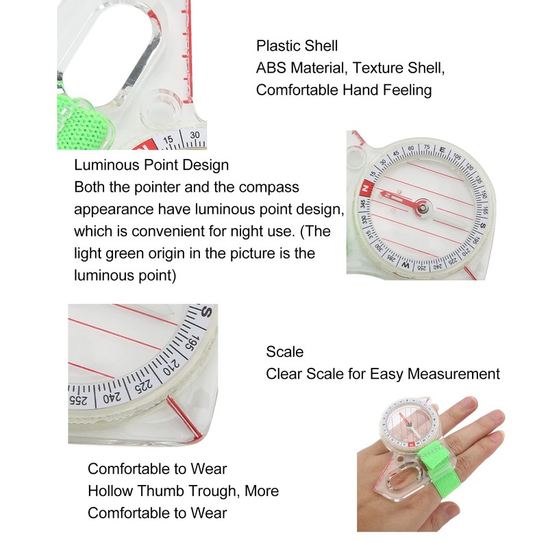 Finger Compass Thumb Mini Compass with Luminous Dot for Adventure
