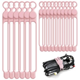 Organizador de cables de silicona para gestión de cables, 16 unidades de 4.5 y 7.1 pulgadas, organizador de cables reutilizables, accesorios electrónicos para el hogar, oficina, cocina, escuela, viajes (rosa)