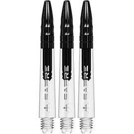 Mission Darts Sabre Shafts | Durable Clear Polycarbonate Stems with Coloured Aluminium Top | 1 Set of 3 Shafts | Black | Tweenie (S1525)