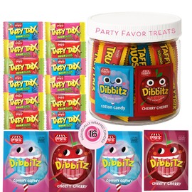 Jar O' Goodies - Valentines Day Sweet Treats, Novelty Candy Variety Pack w/Dibbitz Cotton Candy & Cherry, Taffy Trix (16 Count) Individually Wrapped Party Favor, Kosher Parve