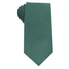 Entwineno Mens Regular Width Color Linen Neckties - Standard and Extra Long Tie (Dark Green, Standard 58 inches)