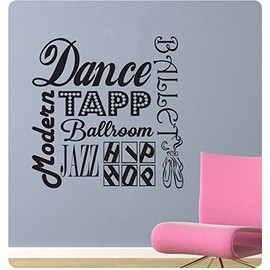 24" Dance Sayings Collage Girl Tapp Ballet Jazz Modern Ballroom Sports Wall Decal Sticker Art Mural Home Décor