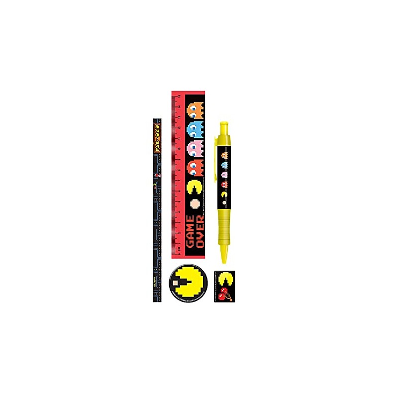PAC-MAN (Characters) Station Set: Pen, pencil, ruler, sharpener, eraser /