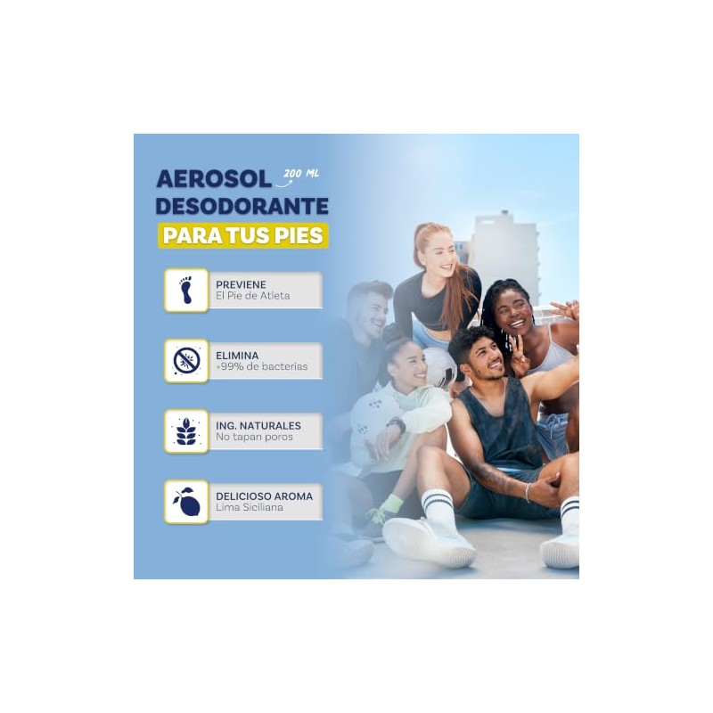 Proself Desodorante para Pies en Aerosol, Activos antibacteriales contra Mal